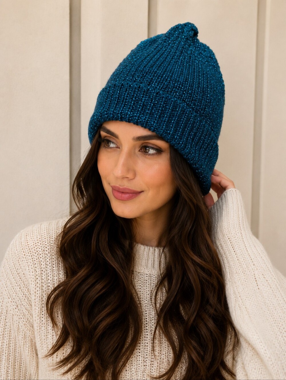 Women's Ribbed Knit Beanie - Dark Teal